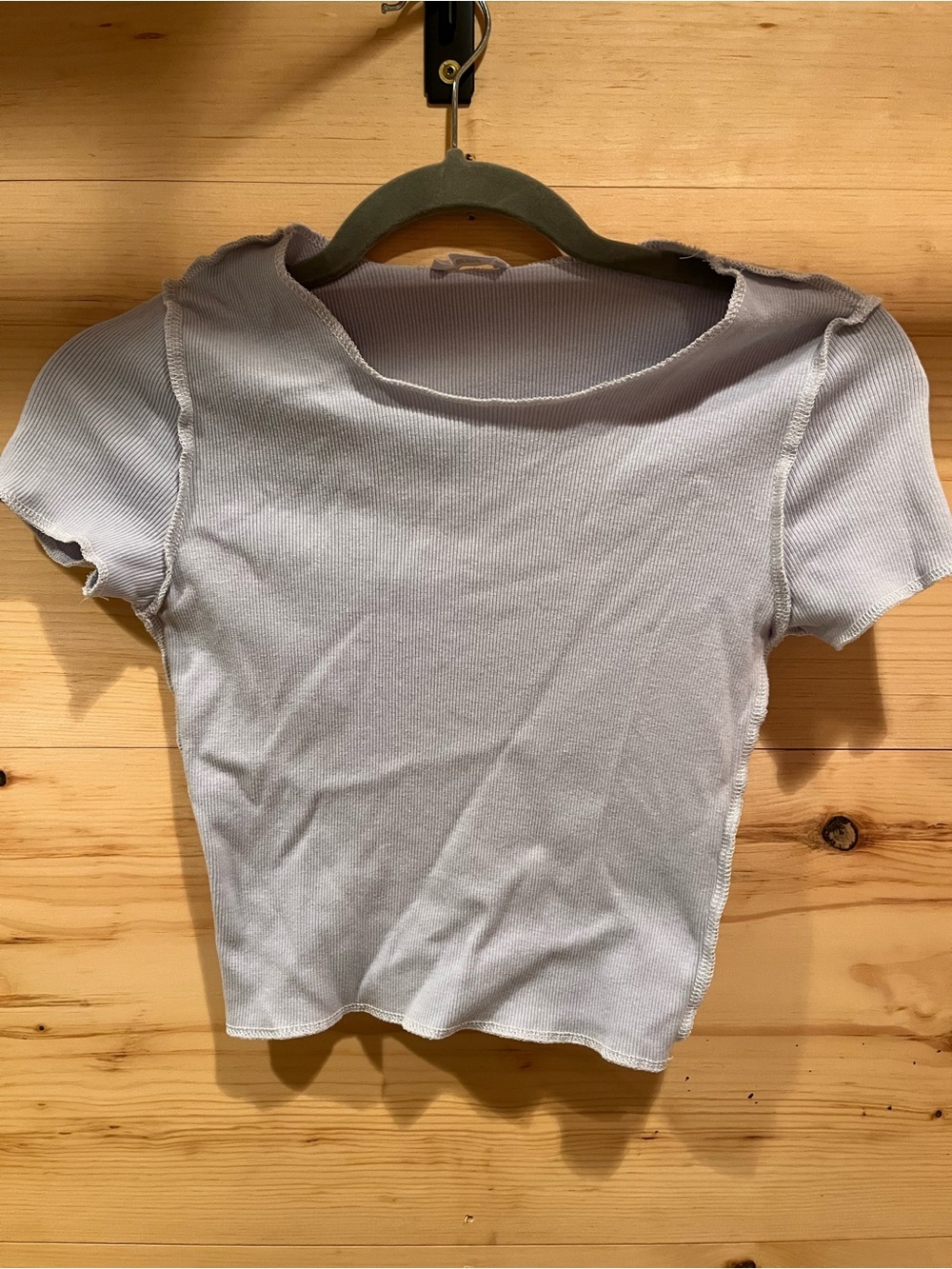 Ardene Light Gray Scoop Neck Ribbed Crop Top